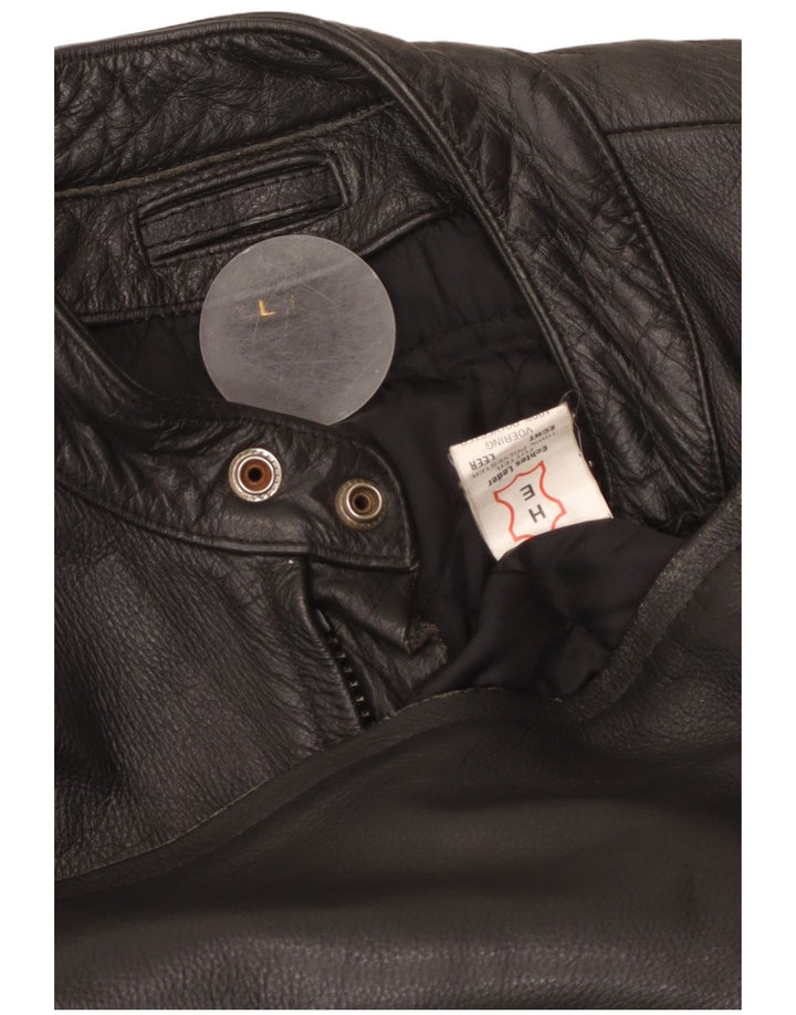 VINTAGE muška kožna trkaća jakna UK 40 velika crna koža