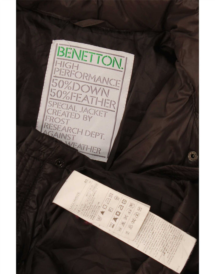Benetton ženska podstavljena jakna s kapuljačom IT 40 Small Brown Polyamide