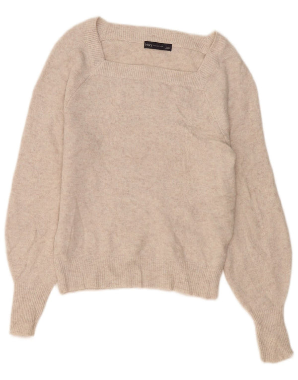 Marks & Spencer ženski džemper s veznim izrezom UK 10 Mali bež poliester