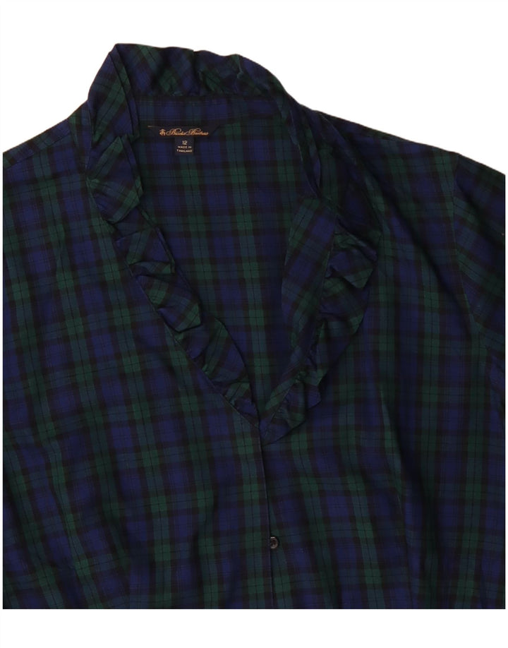Brooks Brothers Ženska košulja bluza US 12 Veliki tamnoplavi karirani pamuk