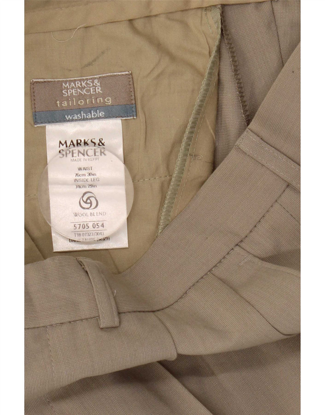 Marks & Spencer muške hlače s štipaljkama W30 L29 bež poliester