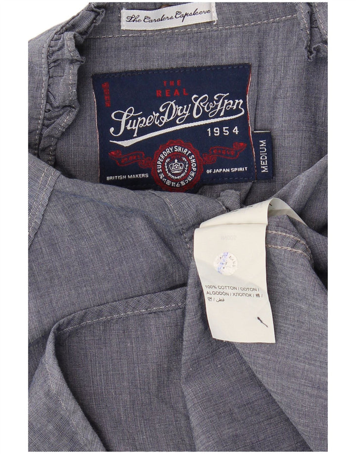 SUPERDRY Ženska košulja s volanima sprijeda UK 12 Srednje tamnoplava