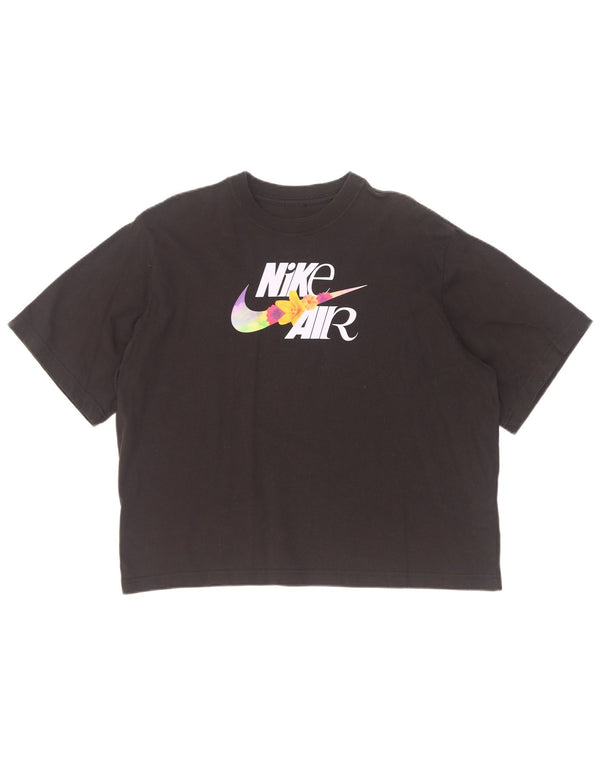 Nike ženska majica kratkih rukava širokih krojeva UK 14 srednji crni pamuk