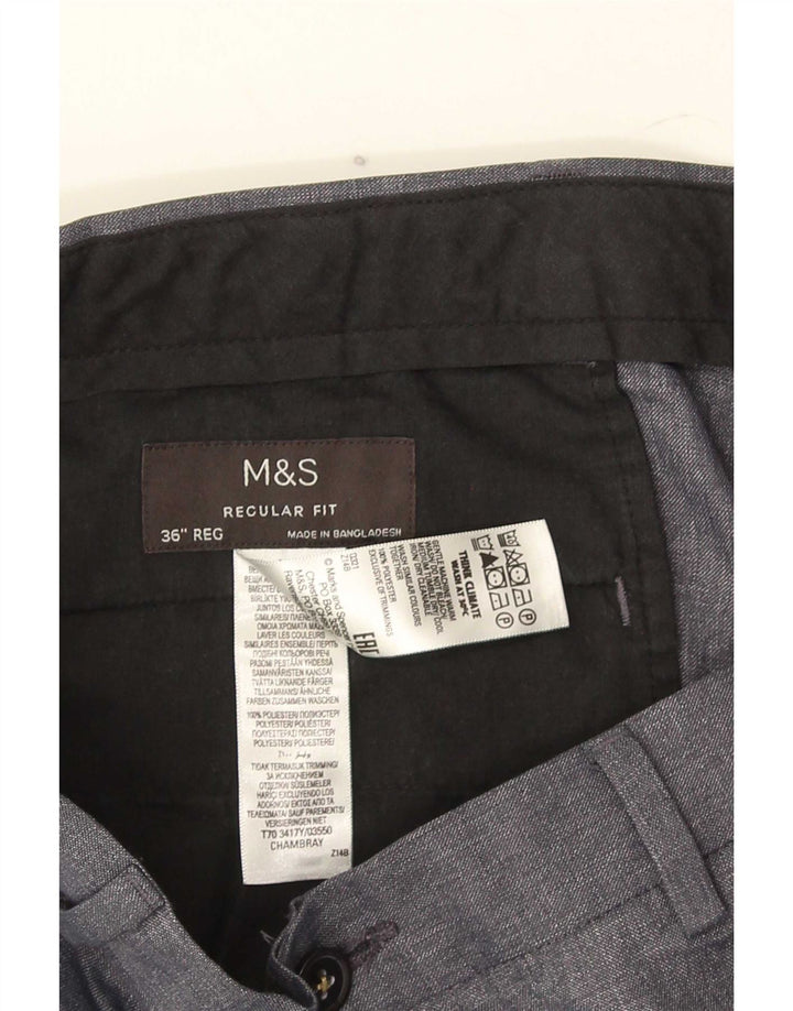 Marks & Spencer muške ravne chino hlače W36 L30 sivi poliester