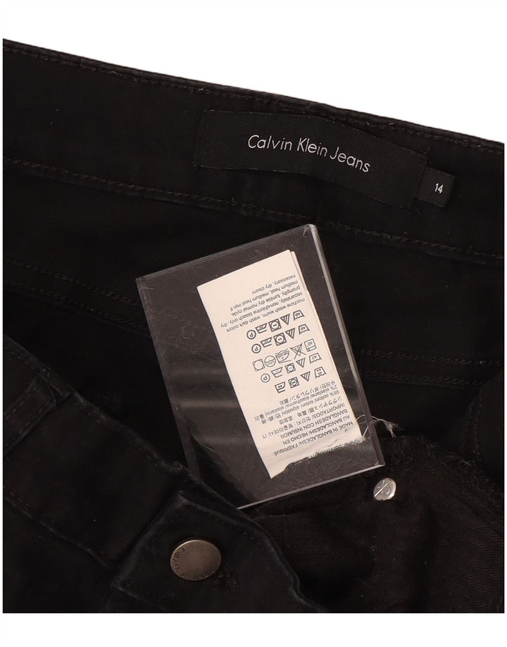 CALVIN KLEIN Ženske uske ležerne hlače US 14 XL W34 L26 crni pamuk