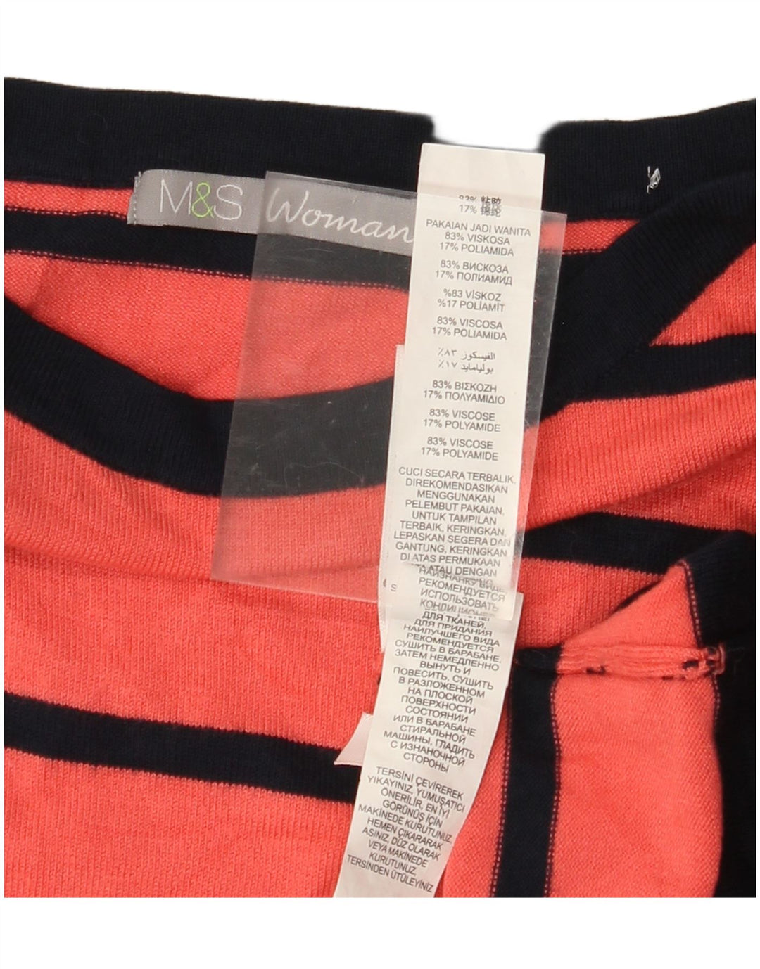 MARKS & SPENCER Ženski džemper s morskim izrezom UK 10 Mali crveni na pruge