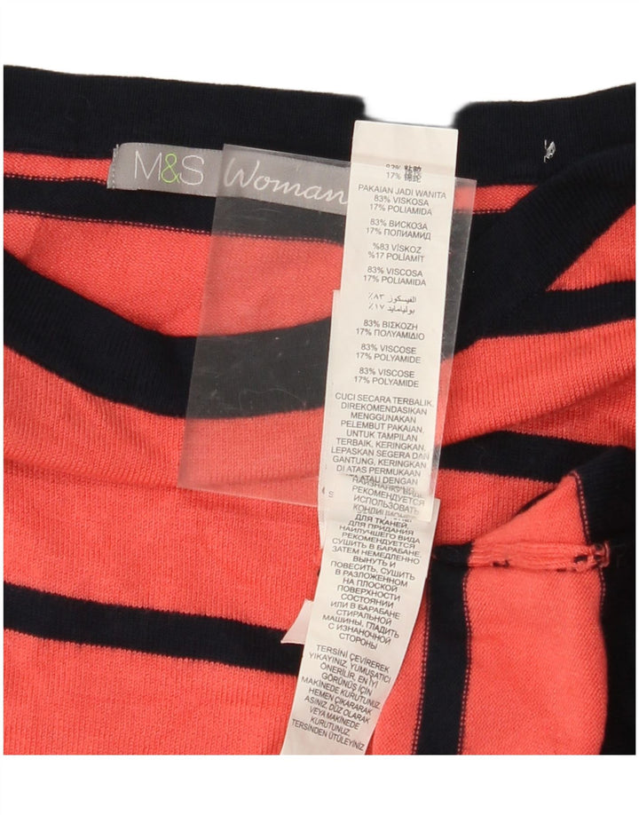 MARKS & SPENCER Ženski džemper s morskim izrezom UK 10 Mali crveni na pruge