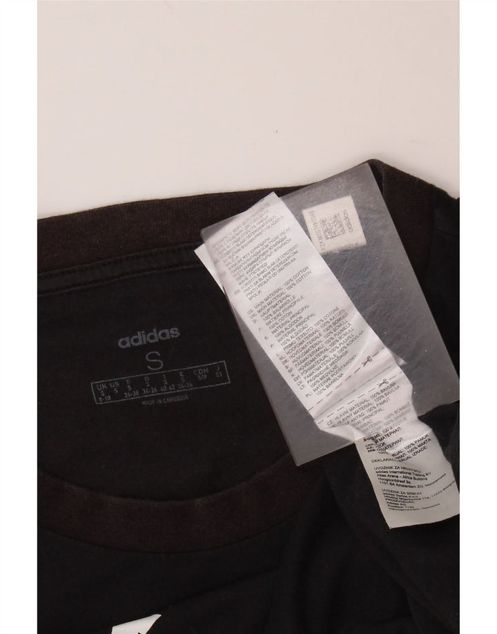 ADIDAS Ženska majica kratkih rukava s grafičkim motivima UK 8/10 Mali crni pamuk