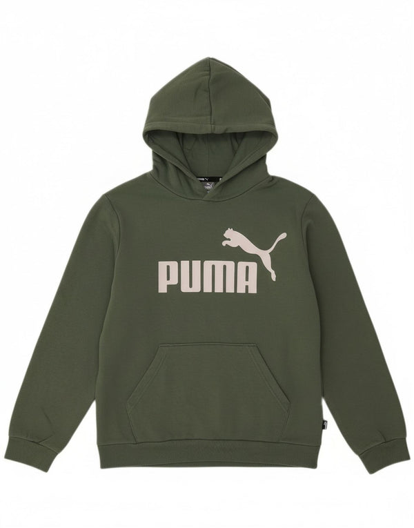Puma Boys Graphic Hoodie Jumper 11-12 Years Green Cotton
