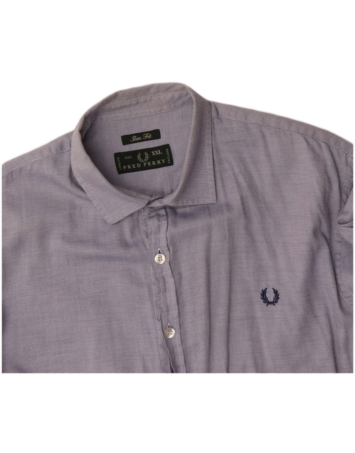 FRED PERRY Muška uska košulja 2XL plavi pamuk
