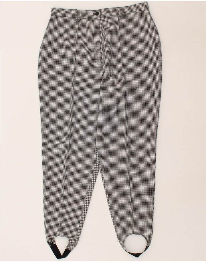 VINTAGE Womens Stirrup Casual Trousers W32 L26  Grey Houndstooth Polyester Vintage Vintage and Second-Hand Vintage from Messina Hembry 