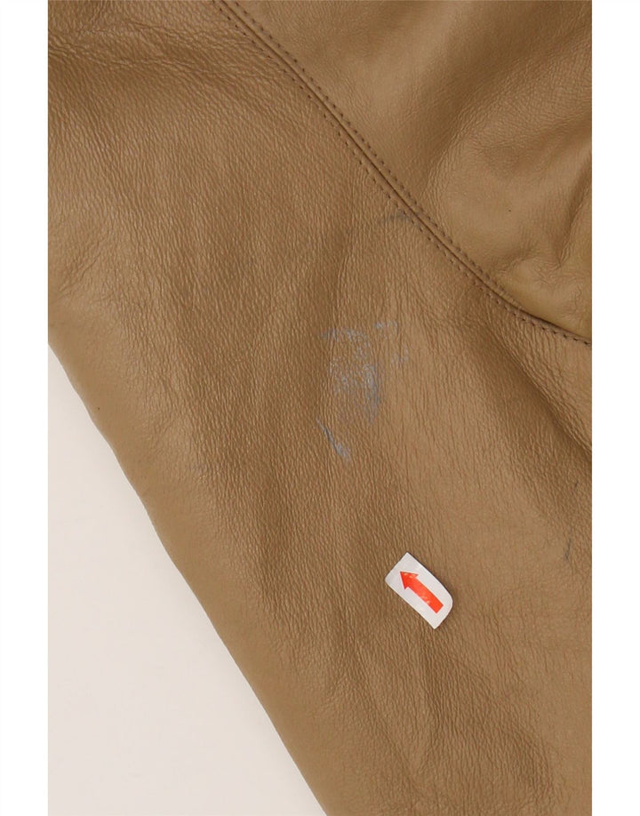 VINTAGE ženski preveliki kožni kaput s kapuljačom IT 46, velika smeđa koža