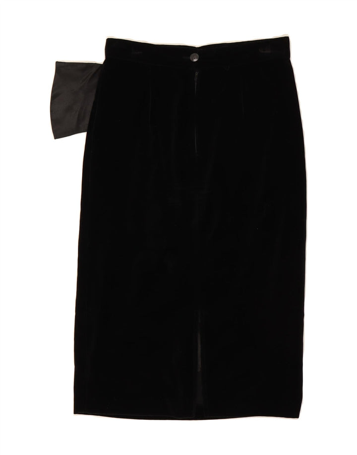 VINTAGE Womens Velvet Midi Skirt W28 Medium Black Vintage Vintage and Second-Hand Vintage from Messina Hembry 
