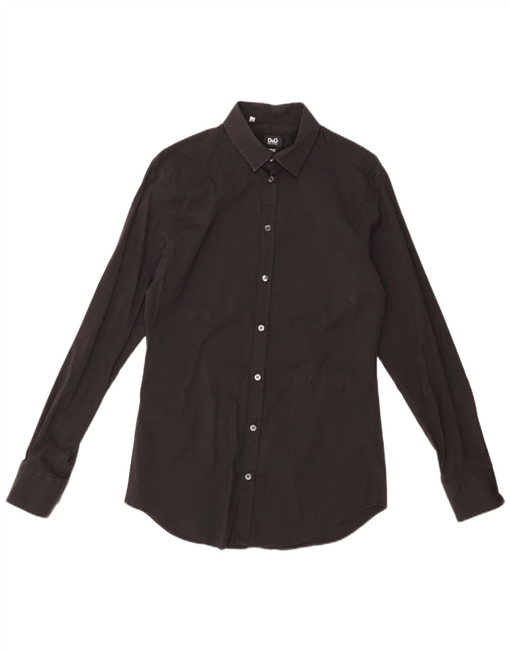 DOLCE & GABBANA Mens Shirt Size 16 41 Large Black Cotton