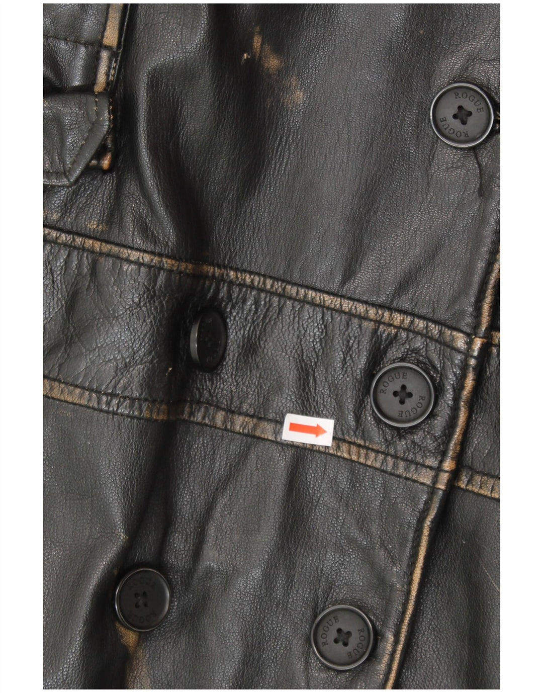 ROGUE muška vojna jakna s dvostrukim kopčanjem UK 38 srednje crna koža