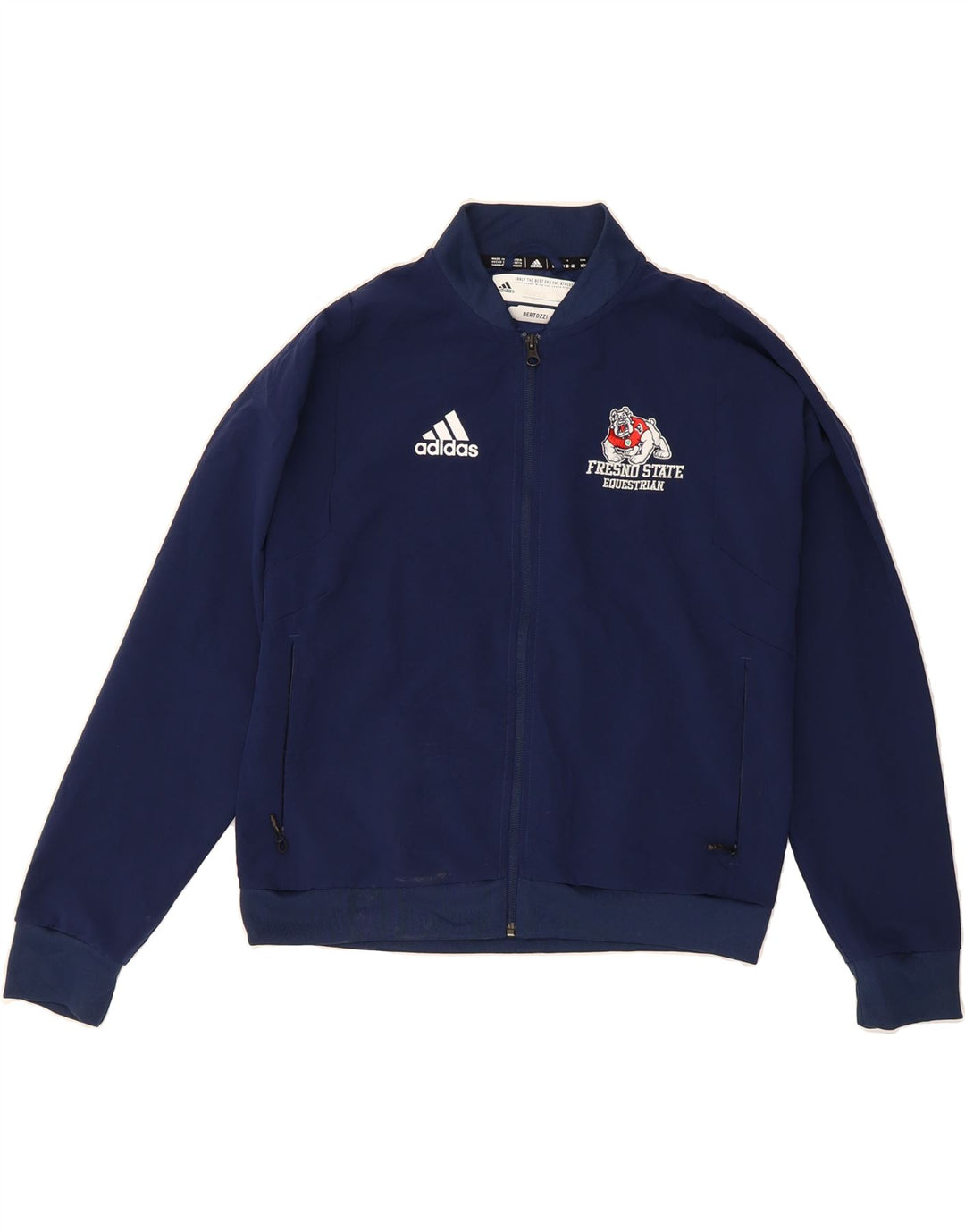 ADIDAS Womens Graphic Tracksuit Top Jacket UK 14 Medium Navy Blue Vintage Adidas and Second-Hand Adidas from Messina Hembry 