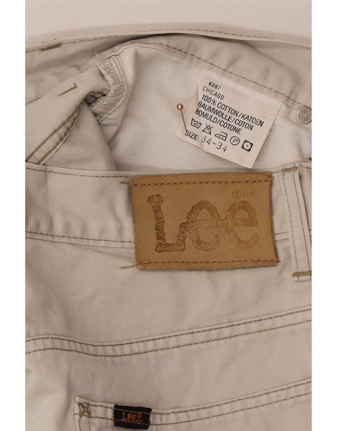 Lee Mens Chicago Straight Jeans W34 L30 Bijeli pamuk
