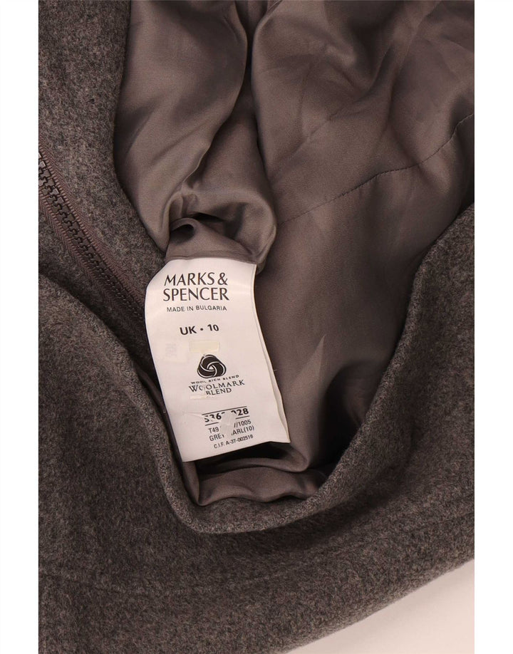 Marks & Spencer ženska prevelika bomber jakna UK 10 Mala siva vunena