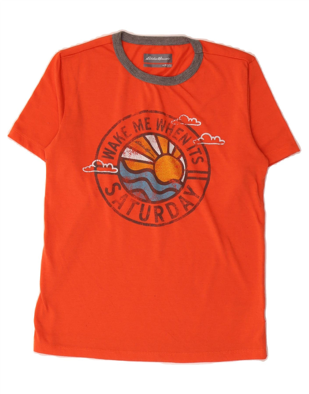 EDDIE BAUER Boys Graphic T-Shirt Top 10-11 Years Medium  Orange Polyester Vintage Eddie Bauer and Second-Hand Eddie Bauer from Messina Hembry 