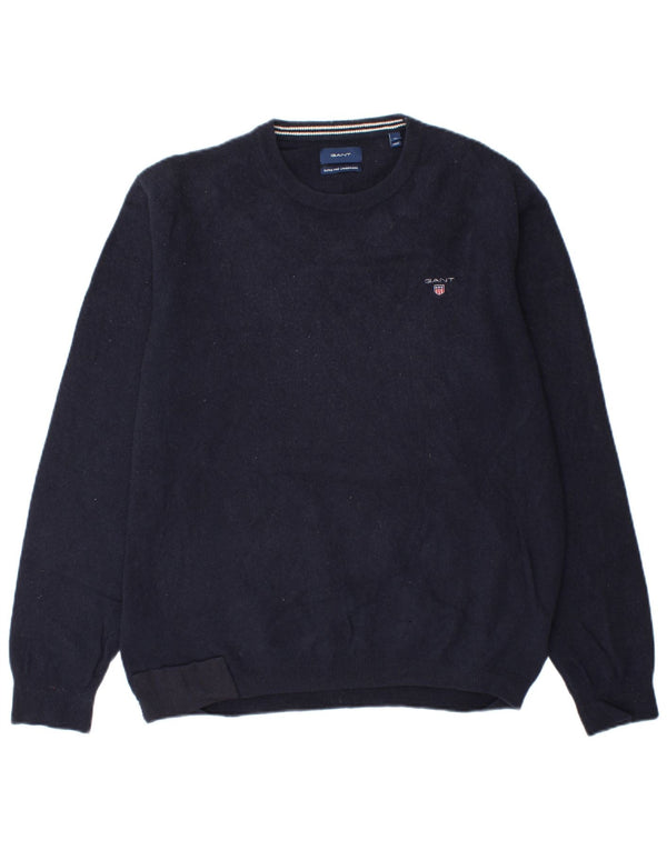 Gant muški džemper s okruglim izrezom XL tamnoplava vunena