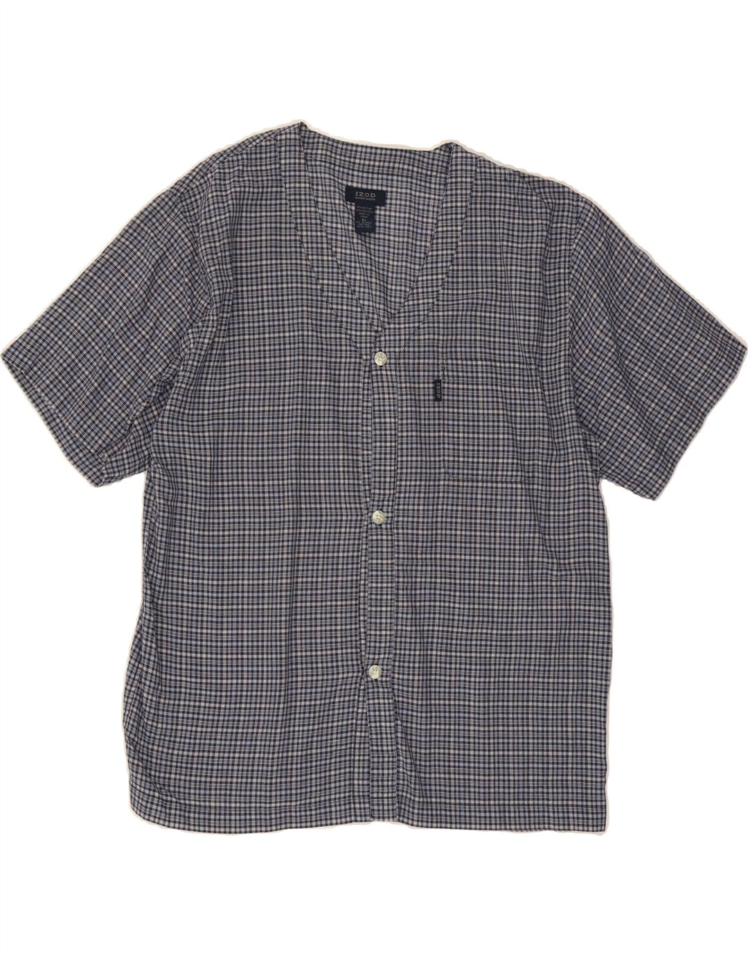 IZOD Mens Short Sleeve Shirt XL Blue Check Cotton Vintage Izod and Second-Hand Izod from Messina Hembry 
