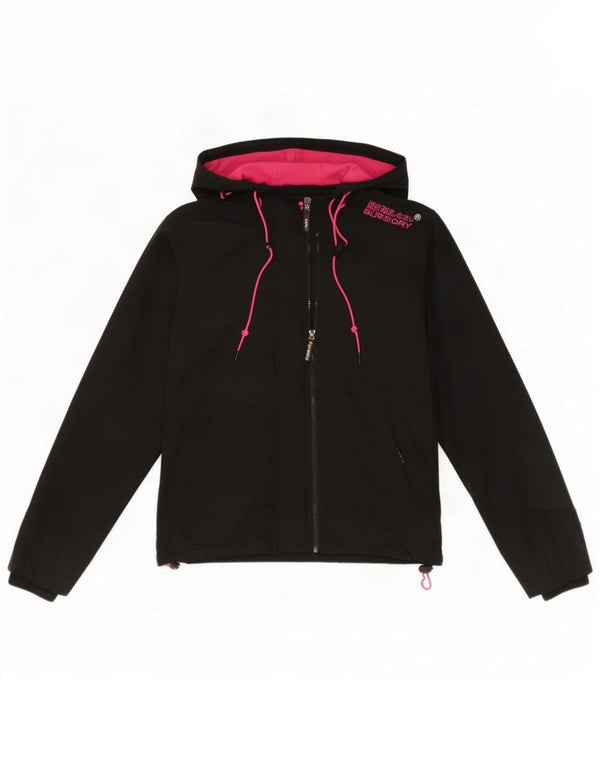 Superdry ženska vjetrovka s kapuljačom UK 16 veliki crni poliester