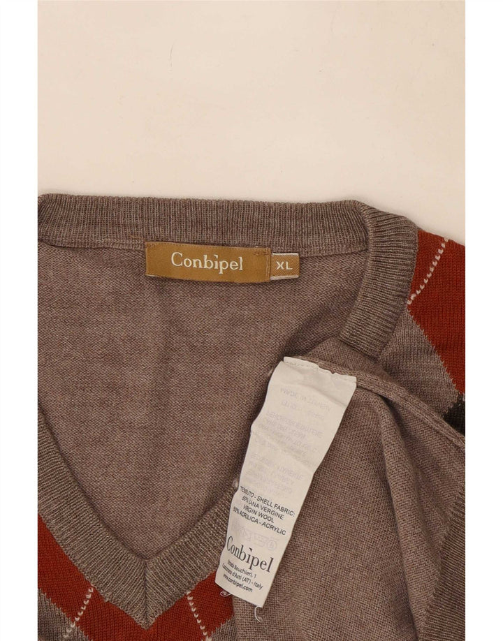 Conbipel muški džemper s V-izrezom XL Sivi Argyle/Diamond Wool