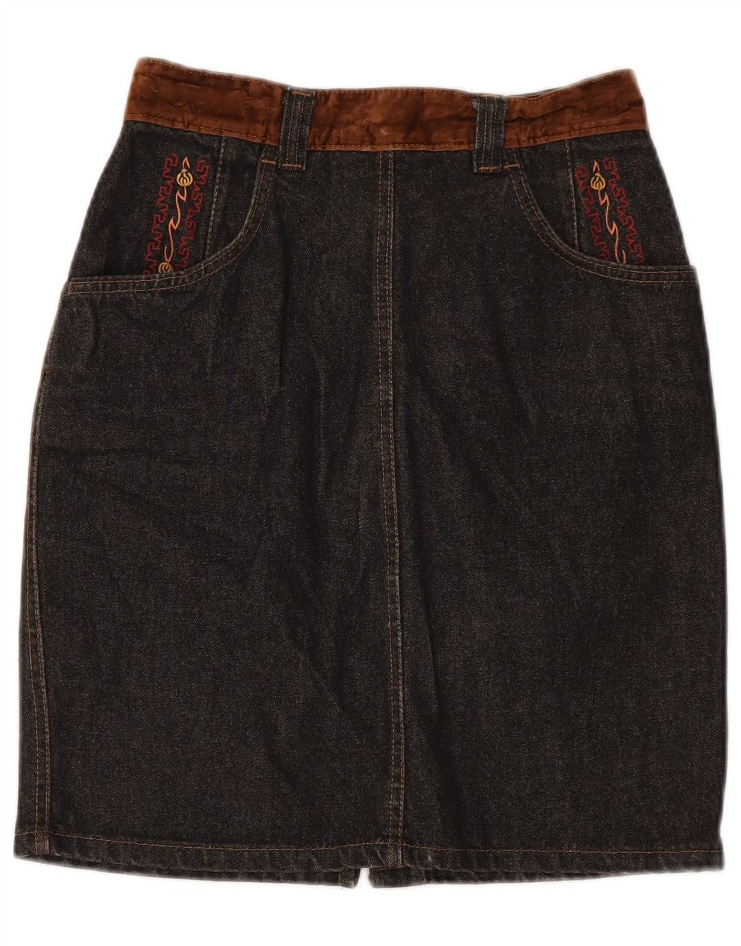 STEFANEL ženska traper suknja visokog struka IT 46 Large W28 sivi pamuk