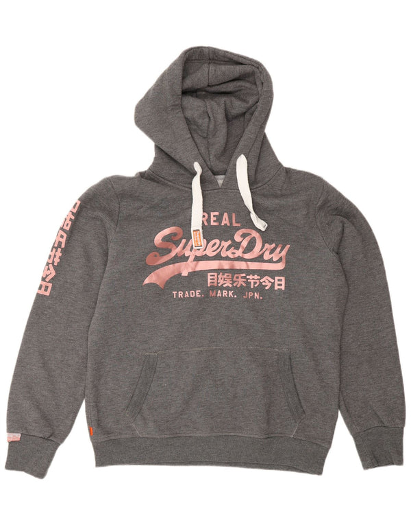Superdry ženska majica s kapuljačom s kapuljačom s kapuljačom UK 16 Veliki sivi flekasti pamuk