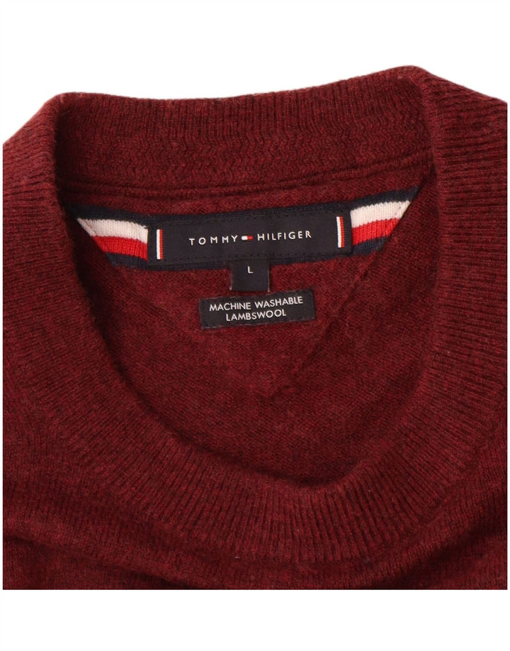 Veliki vuneni bordo pulover Tommy Hilfiger s okruglim izrezom