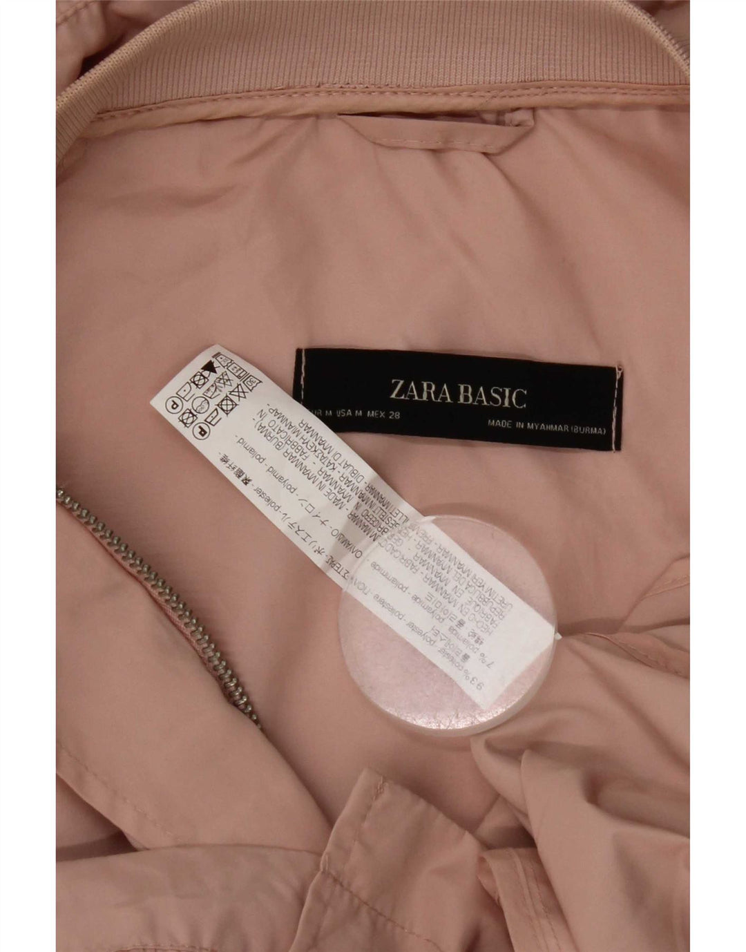 Zara ženska kišna jakna s kapuljačom UK 14 srednje ružičasti poliester