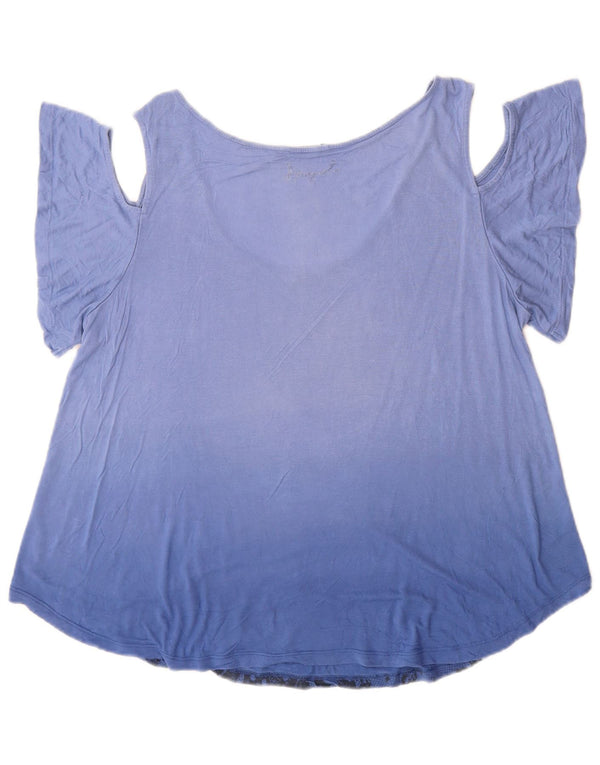 Ženska majica s otvorenim ramenima Desigual UK 16 Large Blue Floral