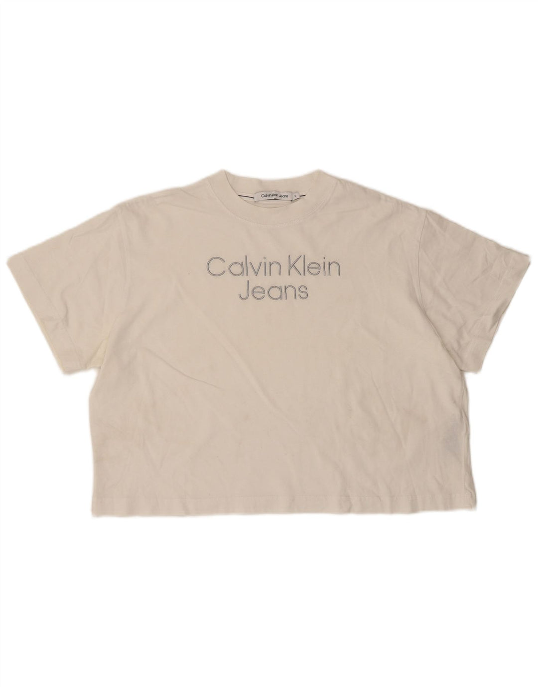 Calvin Klein Jeans Ženska skraćena majica kratkih rukava UK 14 Srednje bijela