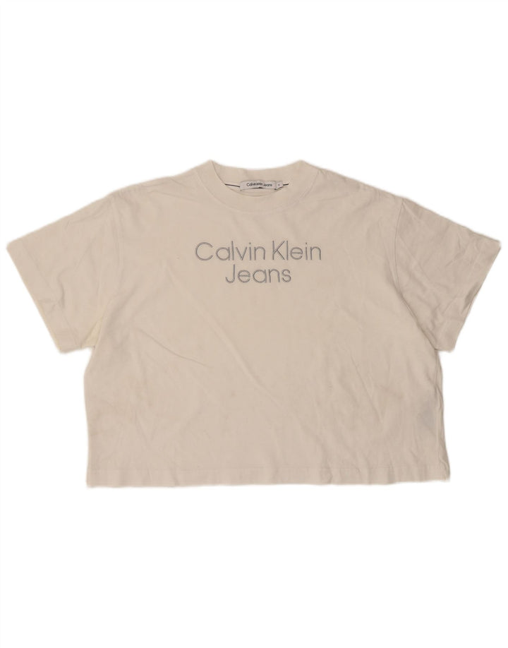 Calvin Klein Jeans Ženska skraćena majica kratkih rukava UK 14 Srednje bijela