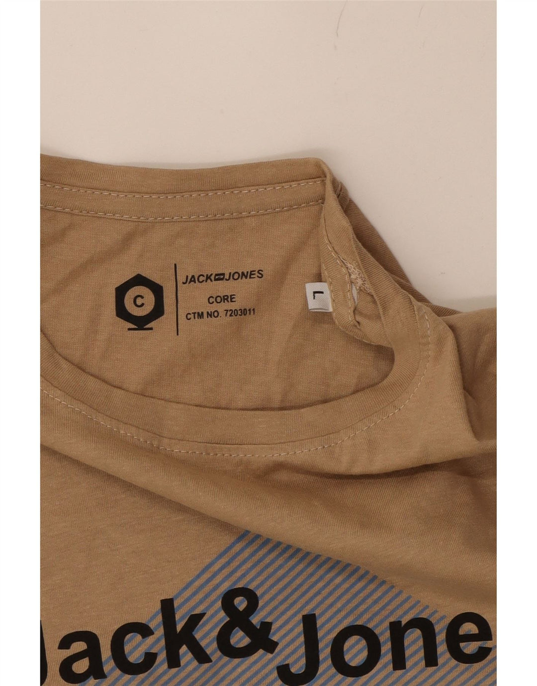 JACK & JONES Mens Graphic Top Long Sleeve Large Beige Cotton Vintage Jack & Jones and Second-Hand Jack & Jones from Messina Hembry 