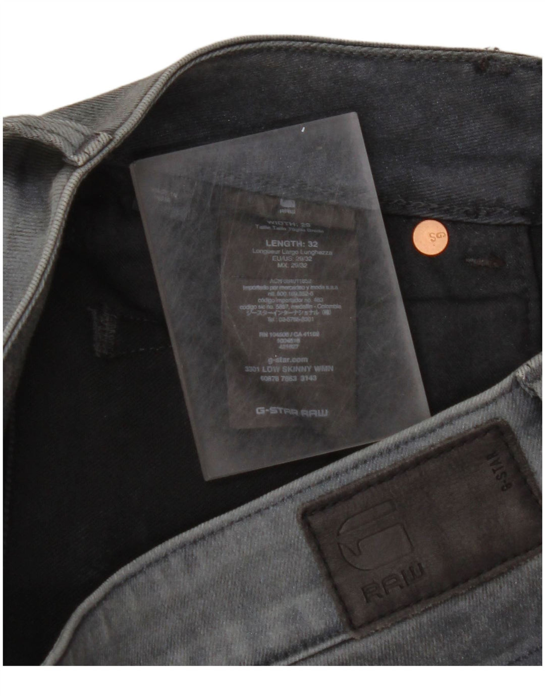 G-STAR Ženske 3301 uske traperice niskog struka W29 L32 Sivi pamuk