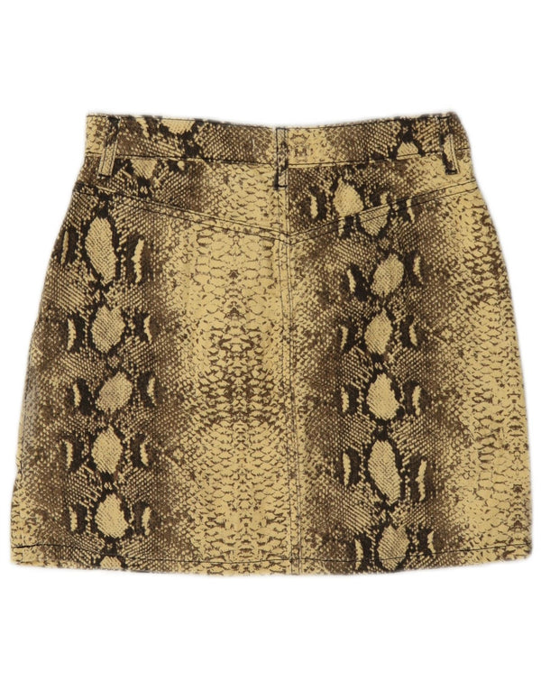 Topshop ženska grafička mini suknja UK 8, mala W26, pamuk, žuti životinjski print