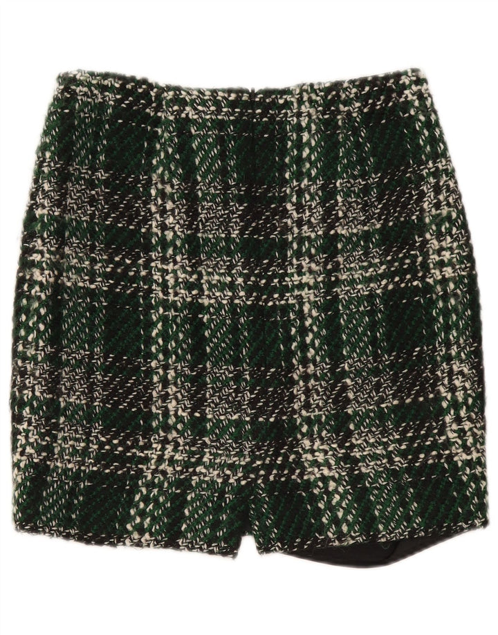 Ženska mini suknja Fenn Wright Manson UK 10 Mala W30 zelena karirana vuna