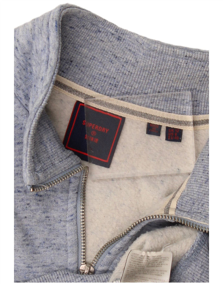 SUPERDRY Ženska majica s izrezom s patentnim zatvaračem UK 12 srednje plava s pjegama