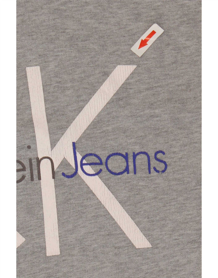 Calvin Klein Jeans muški grafički džemper s kapuljačom srednje sive boje