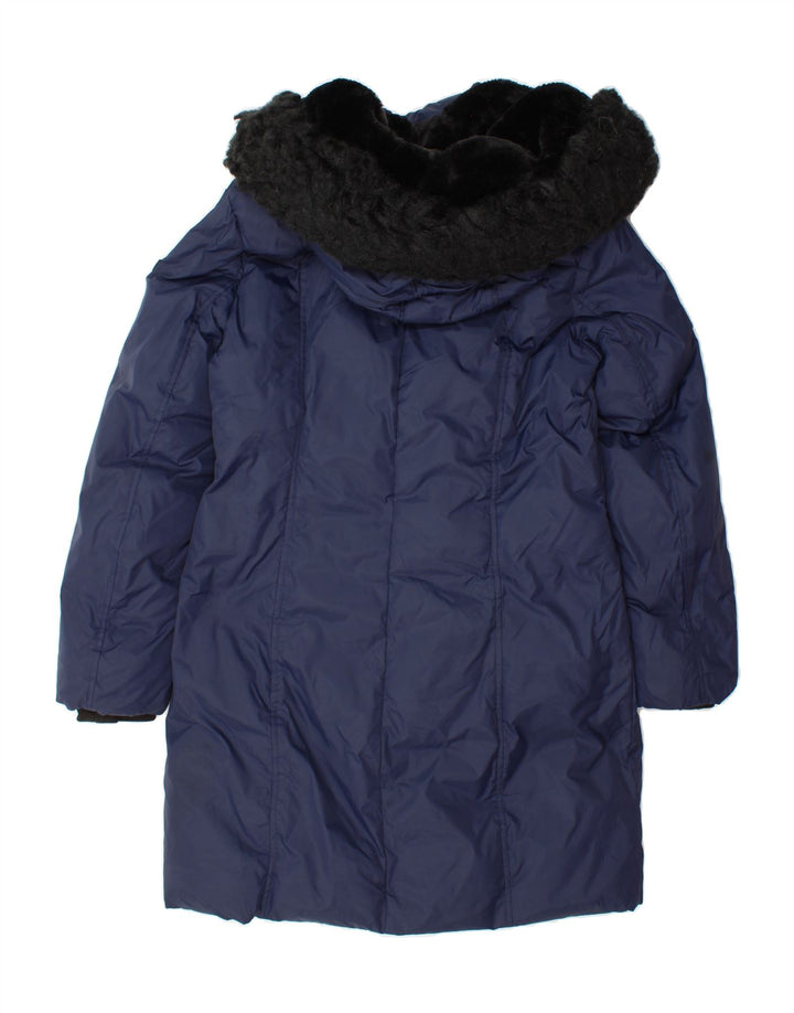 DKNY Womens Hooded Padded Coat UK 10 Small Navy Blue Polyester Vintage Dkny and Second-Hand Dkny from Messina Hembry 