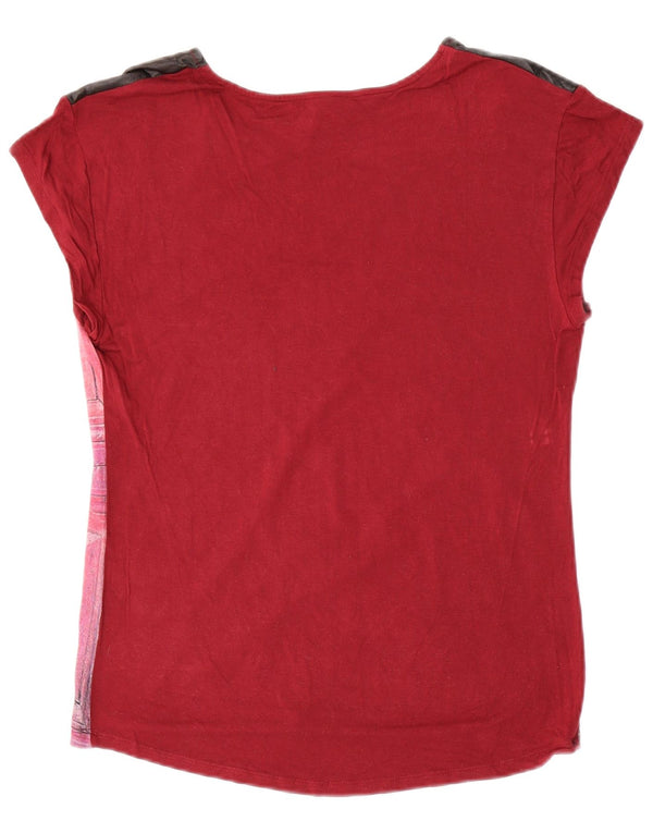 DESIGUAL Ženska majica kratkih rukava s grafičkim motivima UK 10 Small Burgundy Viskoza