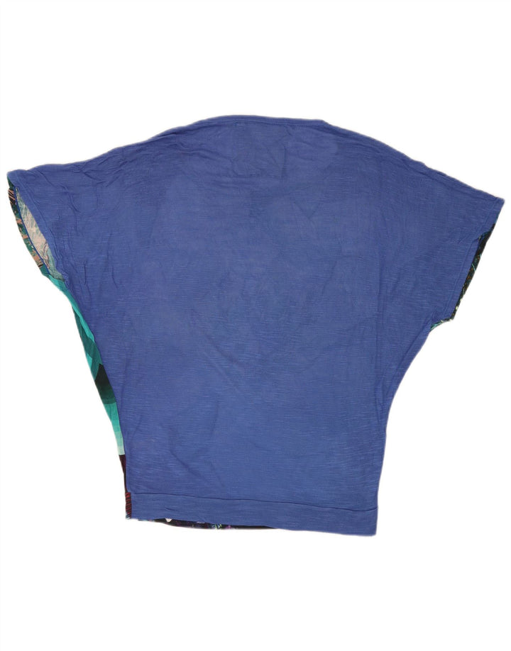 DESIGUAL Ženska bluza s krilima šišmiša UK 10 Mala plava cvjetna viskoza