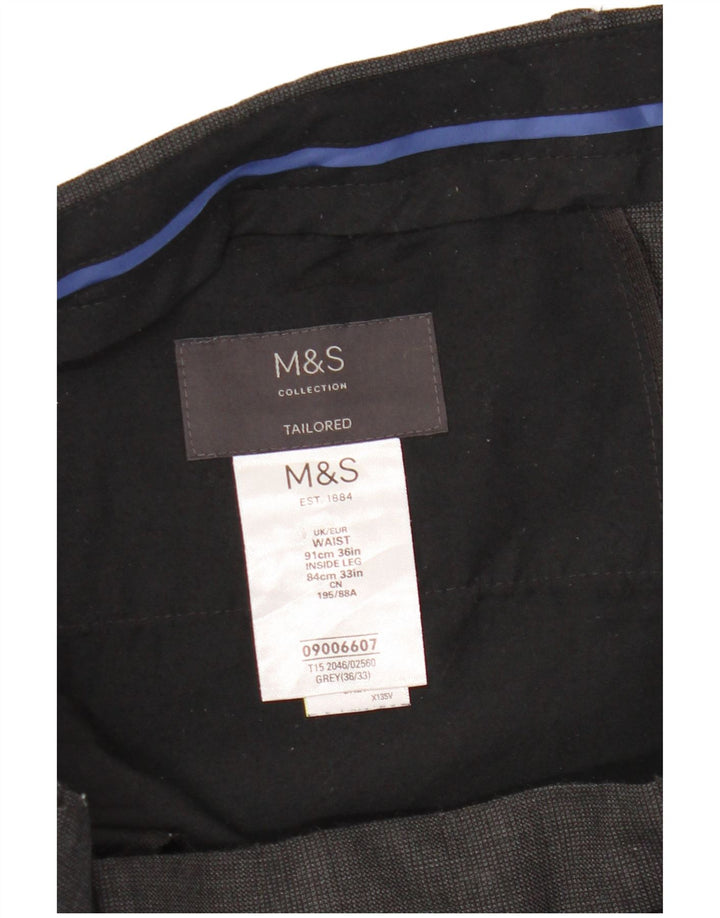 Marks & Spencer muške uske hlače po mjeri W36 L33 siva karirana vunena