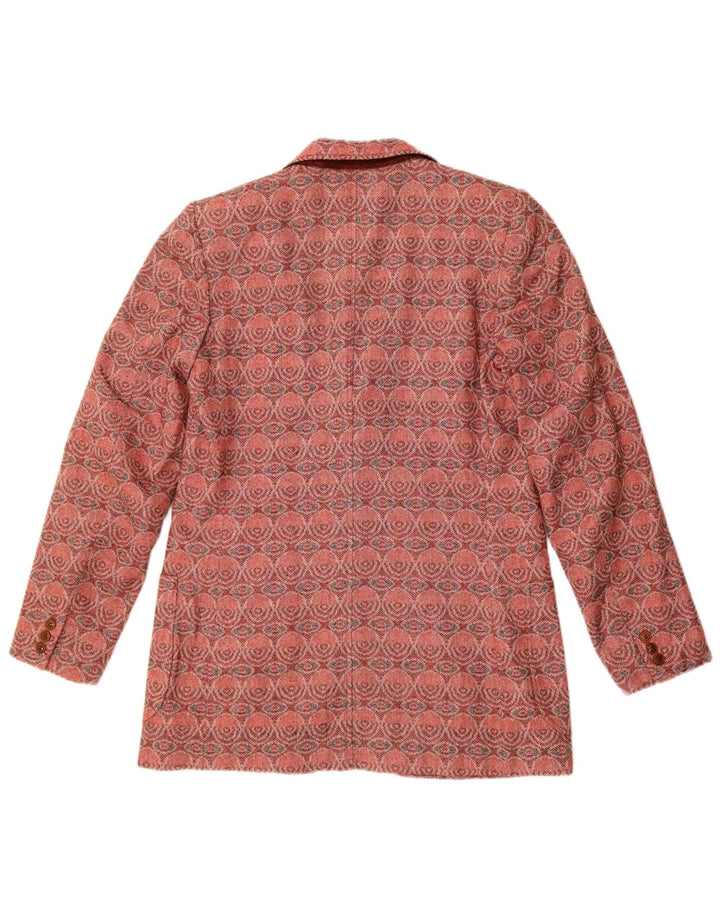 Vintage ženski sako s 3 gumba UK 14 srednje crvene geometrije