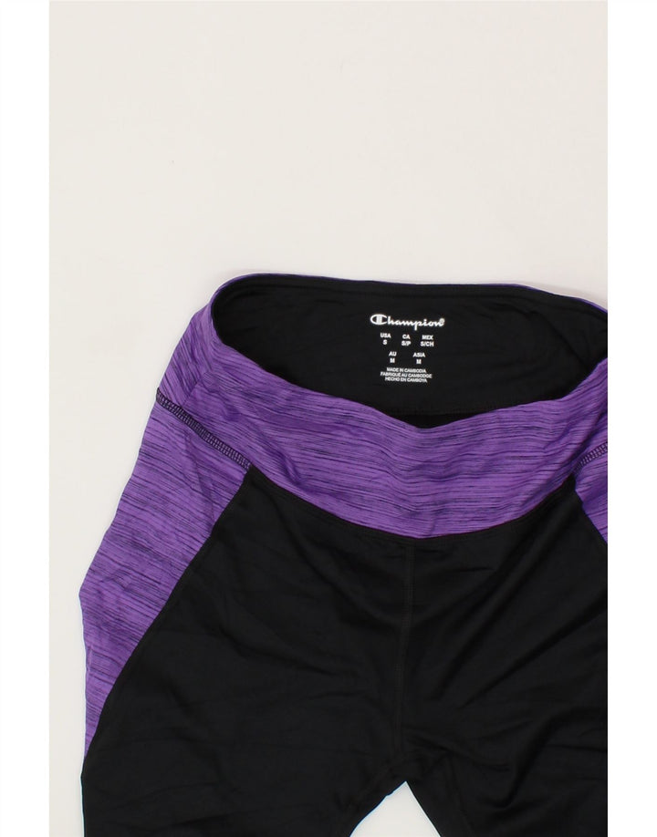 CHAMPION Womens Leggings UK 10 Small  Black Colourblock Polyester Vintage Champion and Second-Hand Champion from Messina Hembry 