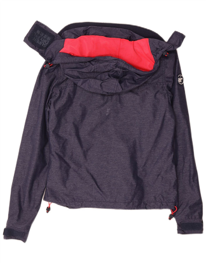 Superdry ženska kišna jakna s kapuljačom UK 10 mala tamnoplava najlonska