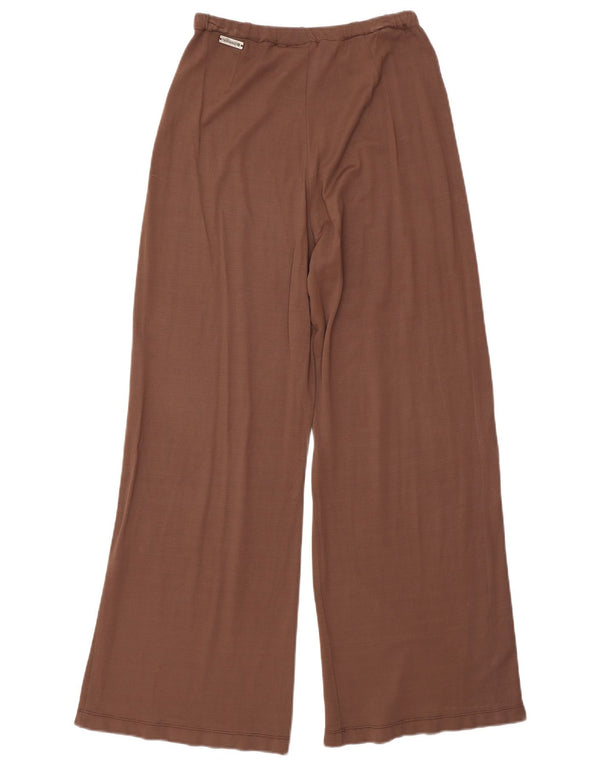 Trussardi Womens Wide Leg Casual Trousers IT 44 Medium W28 L29 Brown