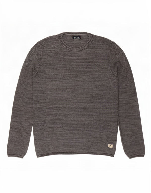 Jack & Jones muški pulover s okruglim izrezom, mali sivi pamuk