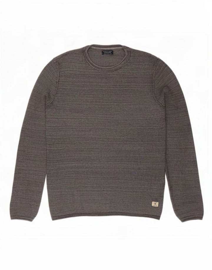 Jack & Jones muški pulover s okruglim izrezom, mali sivi pamuk